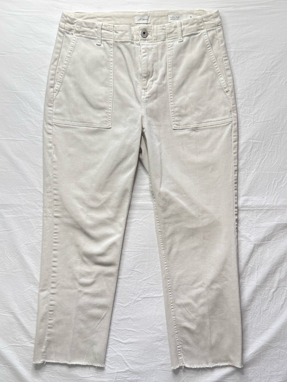 J. Jill Denim - Cream Straight-Leg High-Rise Pants with Patch Pockets Chino